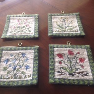 Grouping of Needlepoint Wildflowers
